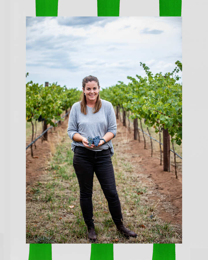 Dr Cath Kidman in the vines