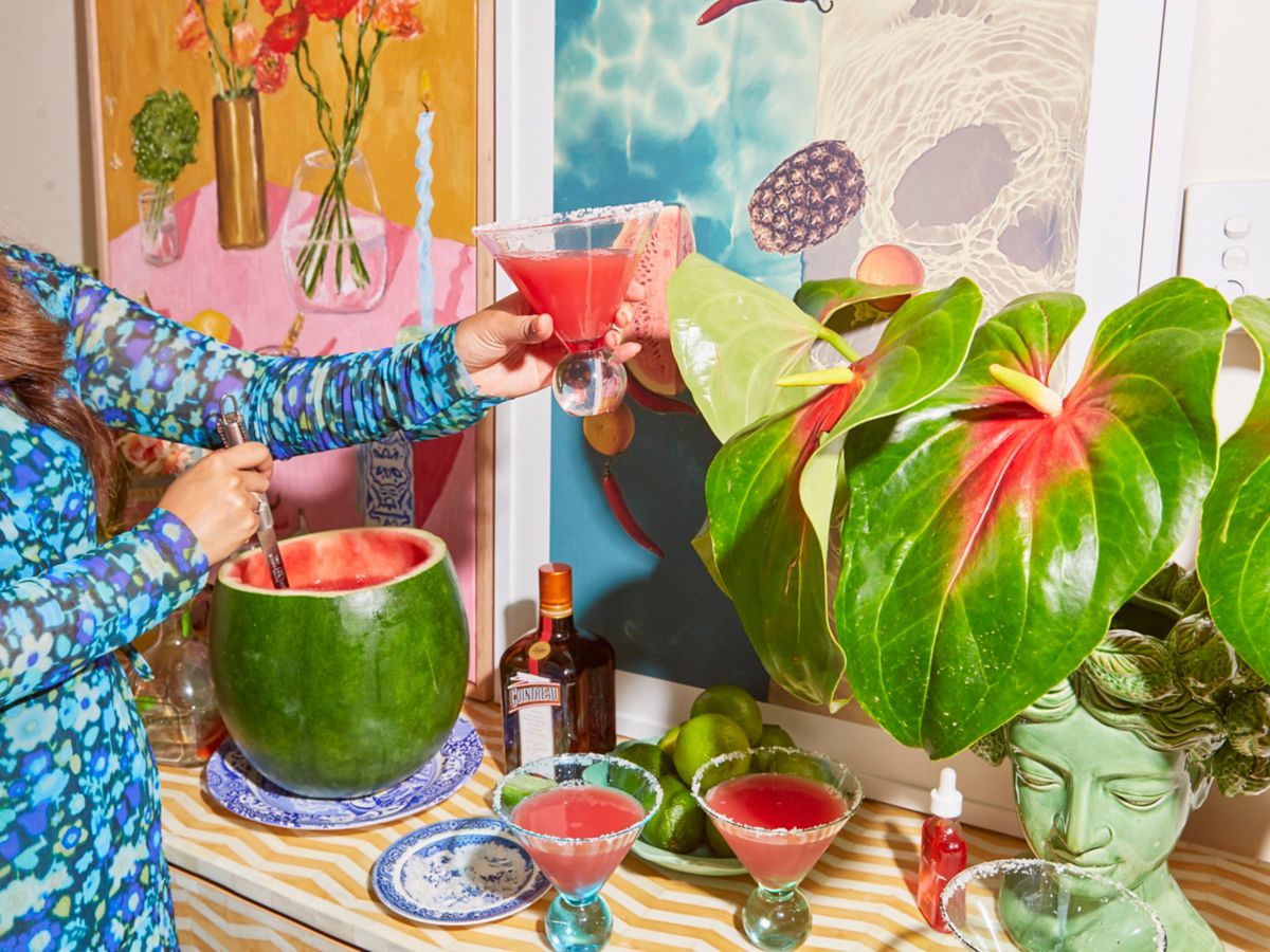 Jess pouring Watermlon margaritas