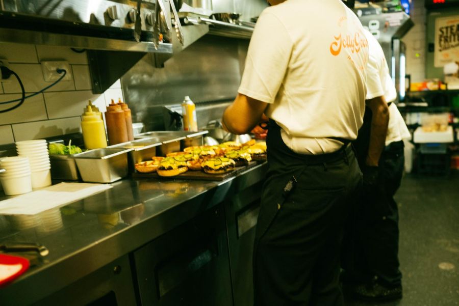 Making fried chicken burgers at Melbourne's JollyGood