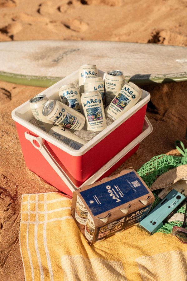 Esky filled with LARGO Clean Lager on the beach