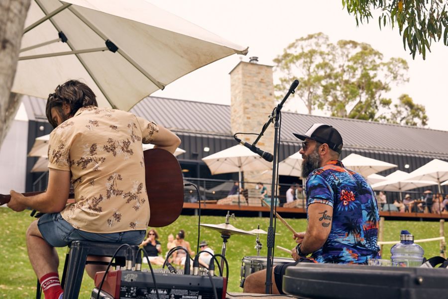 Enjoying live music outdoors at Lot 100 in the Adelaide Hills