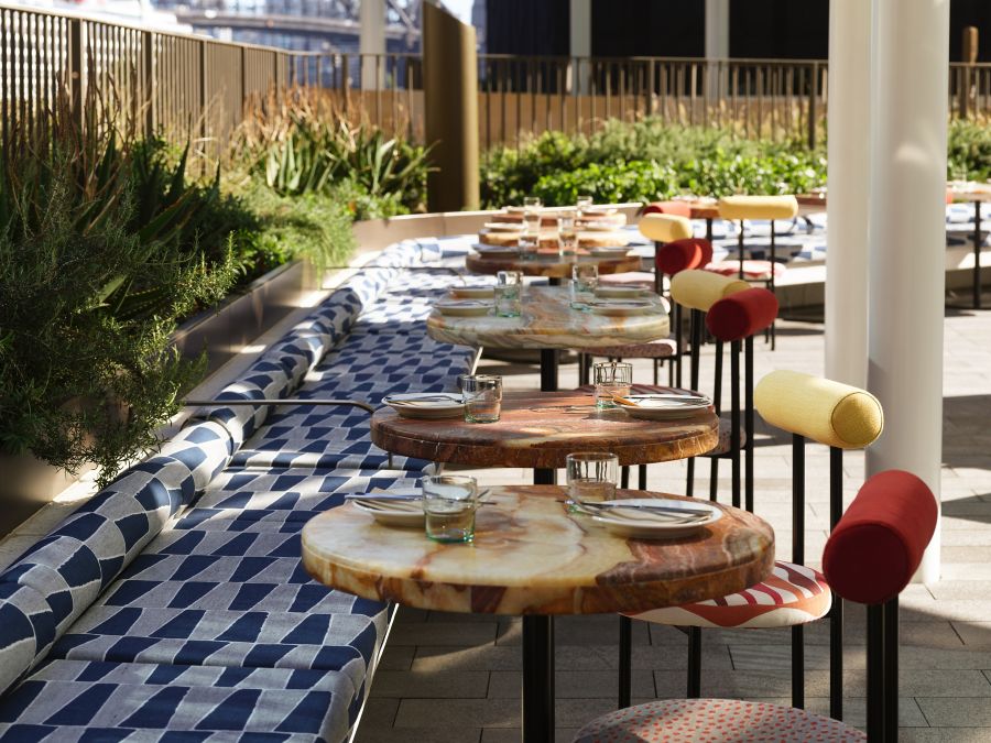 Outdoor seating at Martinez