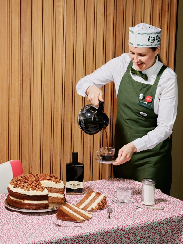 Carrot and pecan cake and coffee cocktails at Dan's Diner