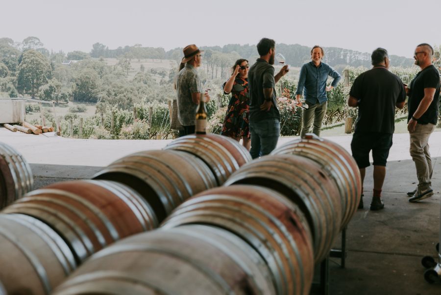 Guests on a winery tour at Paringa