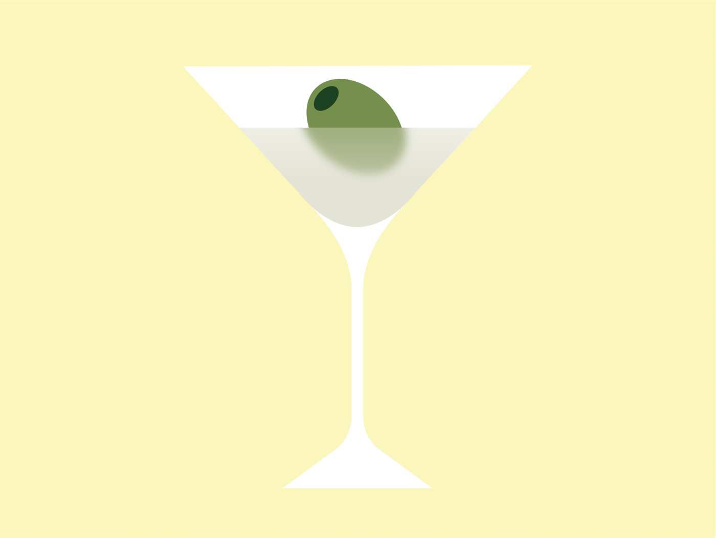 An illustration of a Martini on a bright yellow background