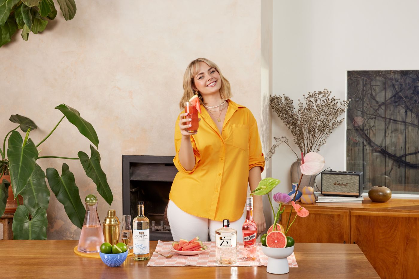 Starr with the Watermelon Gin Fizz cocktail