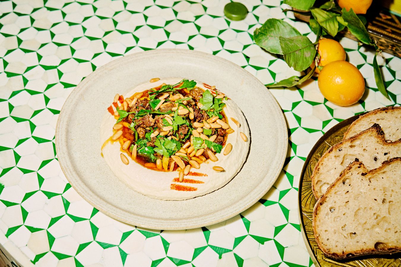 Recipe: Tom Sarafian’s hummus bil lahme (hummus with lamb and nuts) 