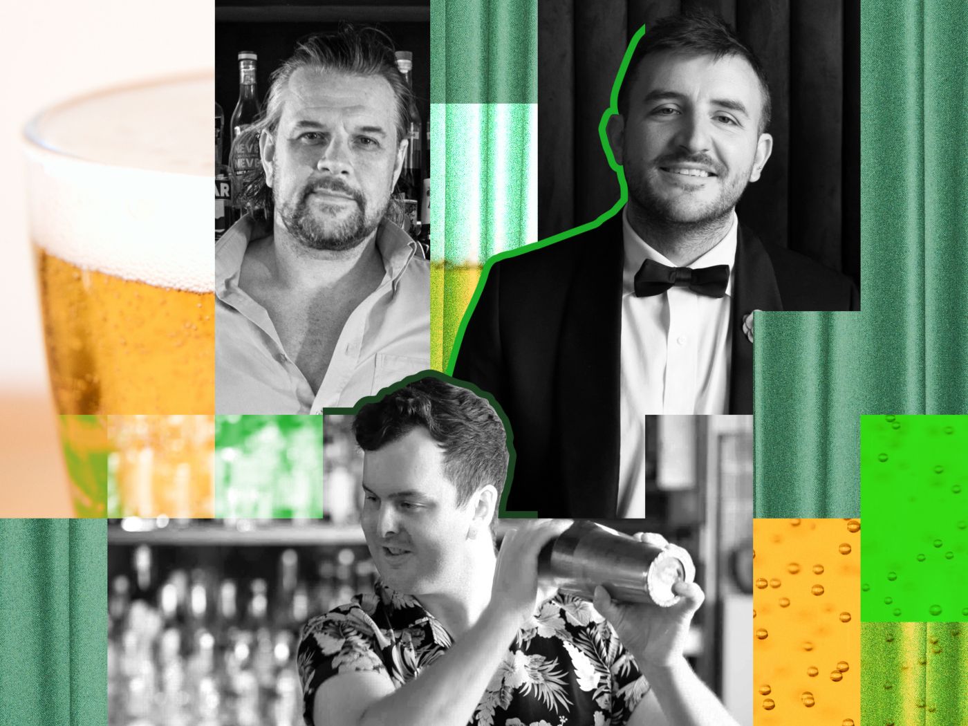 Three bar experts against an illustrated background