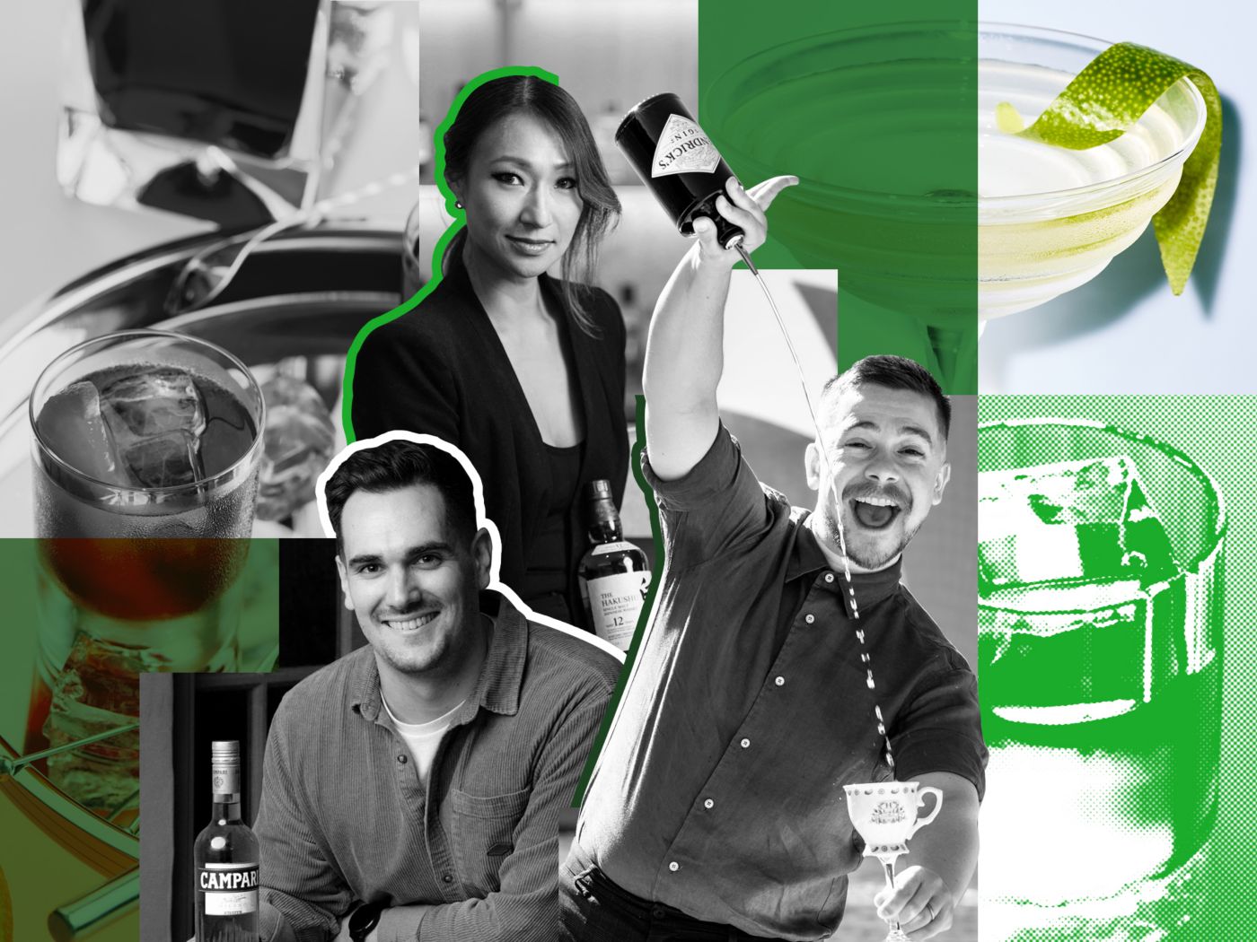 Three spirits brand ambassadors on an illusstrated collage