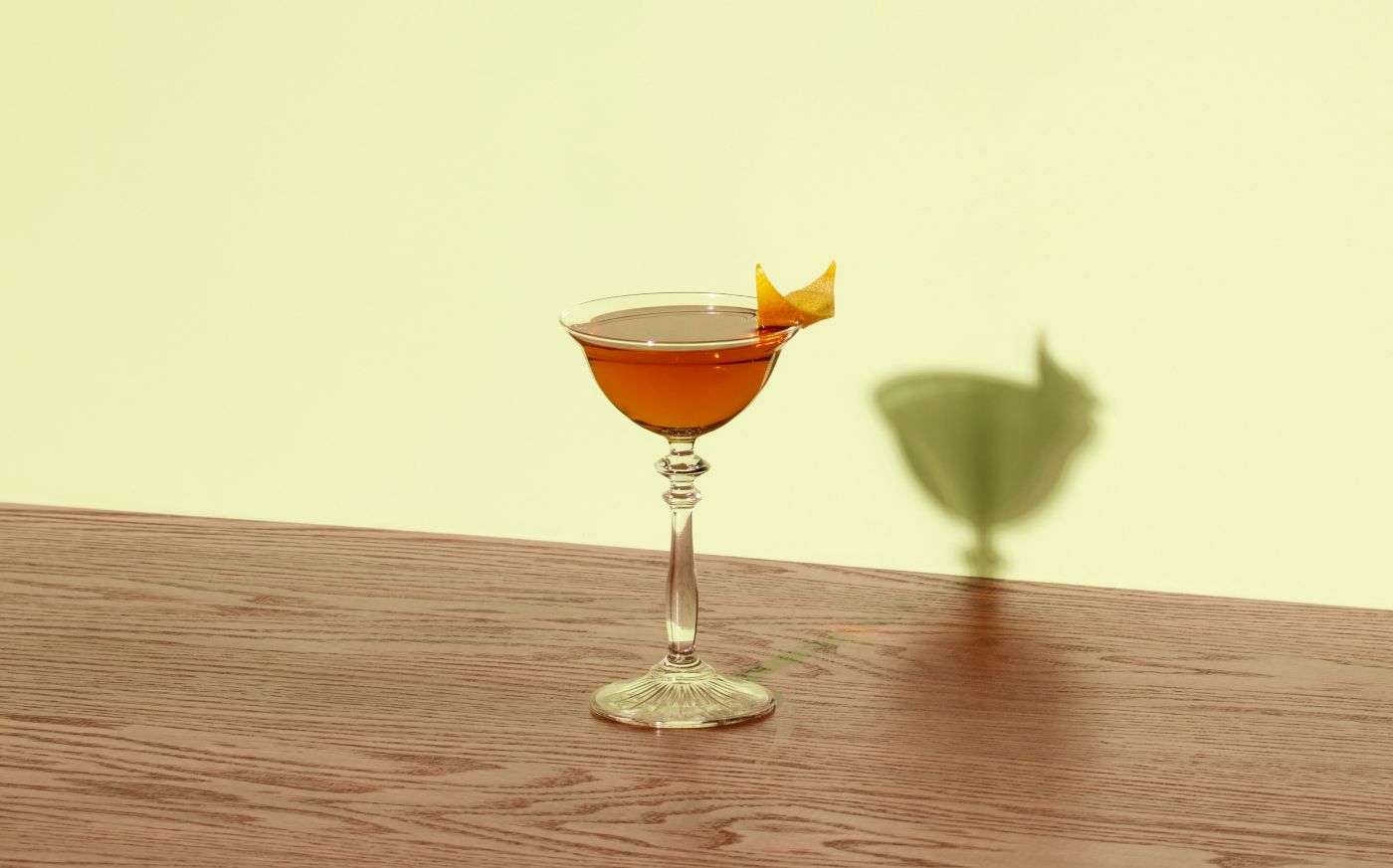 The Tipperary cocktail is garnished with an orange twist
