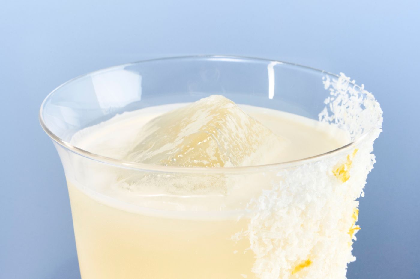 A close shot of the creamy Coconut Limoncello Margarita
