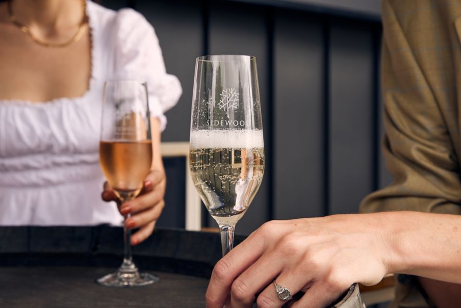 Enjoying a couple of glasses of sparkling wine