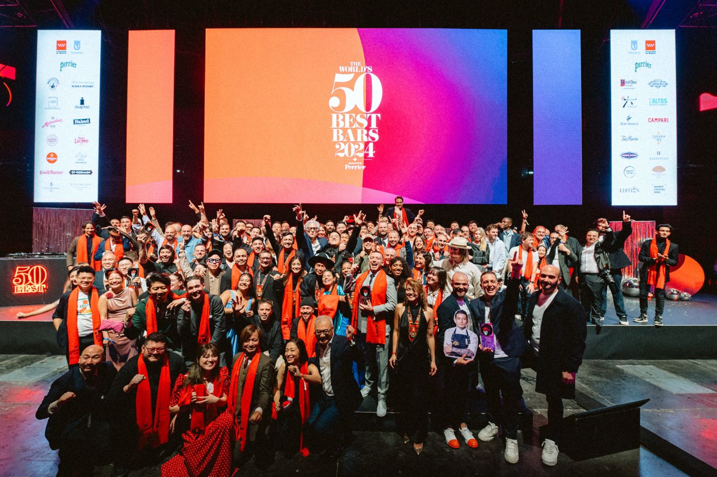 A group photo of winners from the World's 50 Best Bars 2024