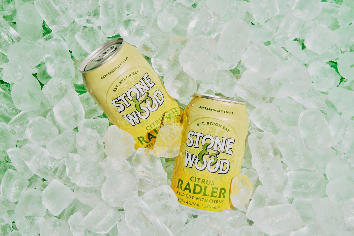 Two cans of the new Stone & Wood Radler on ice 