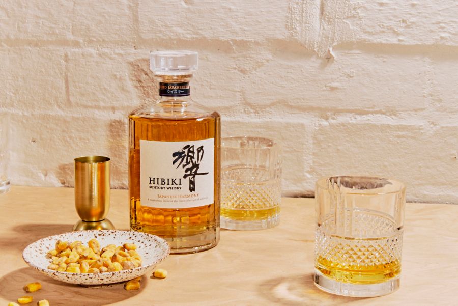 The striking bottle of Hibiki Suntory Whisky 
