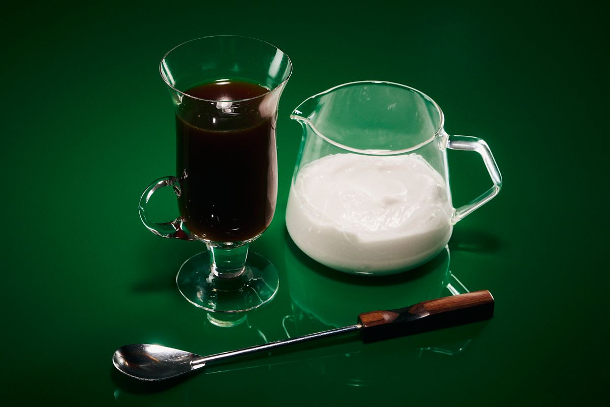 Prepping the Irish Coffee Creamer cocktail 