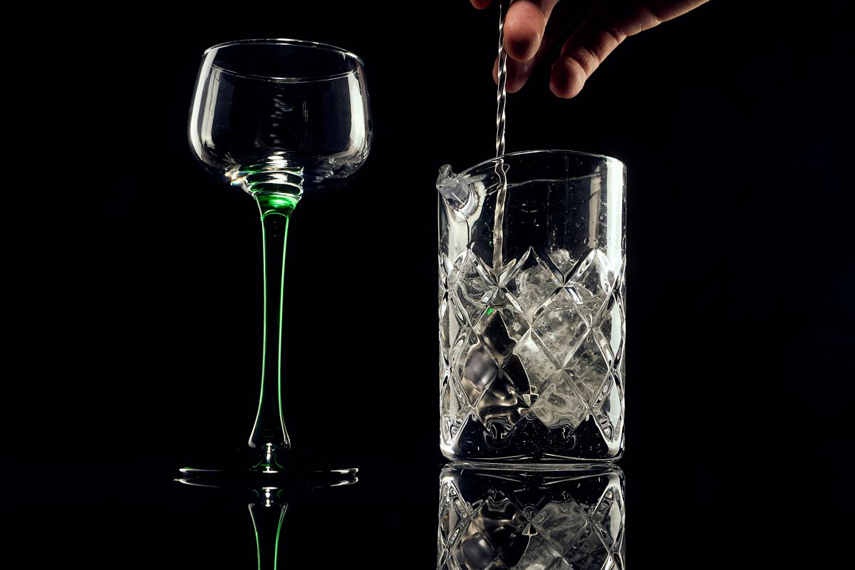 Making the Sesame Martini, which uses sesame oil-infused vodka