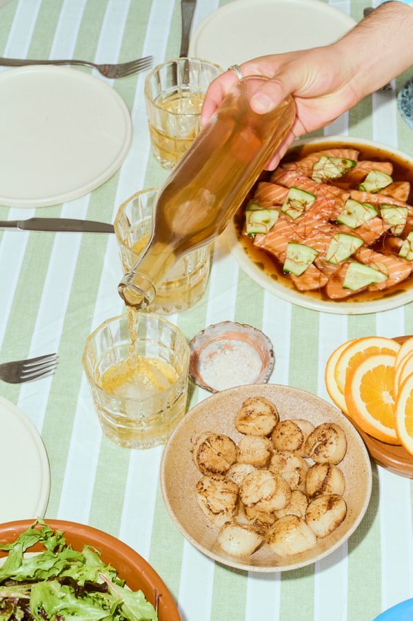 A spread of food and wine at Kayla Saito's house