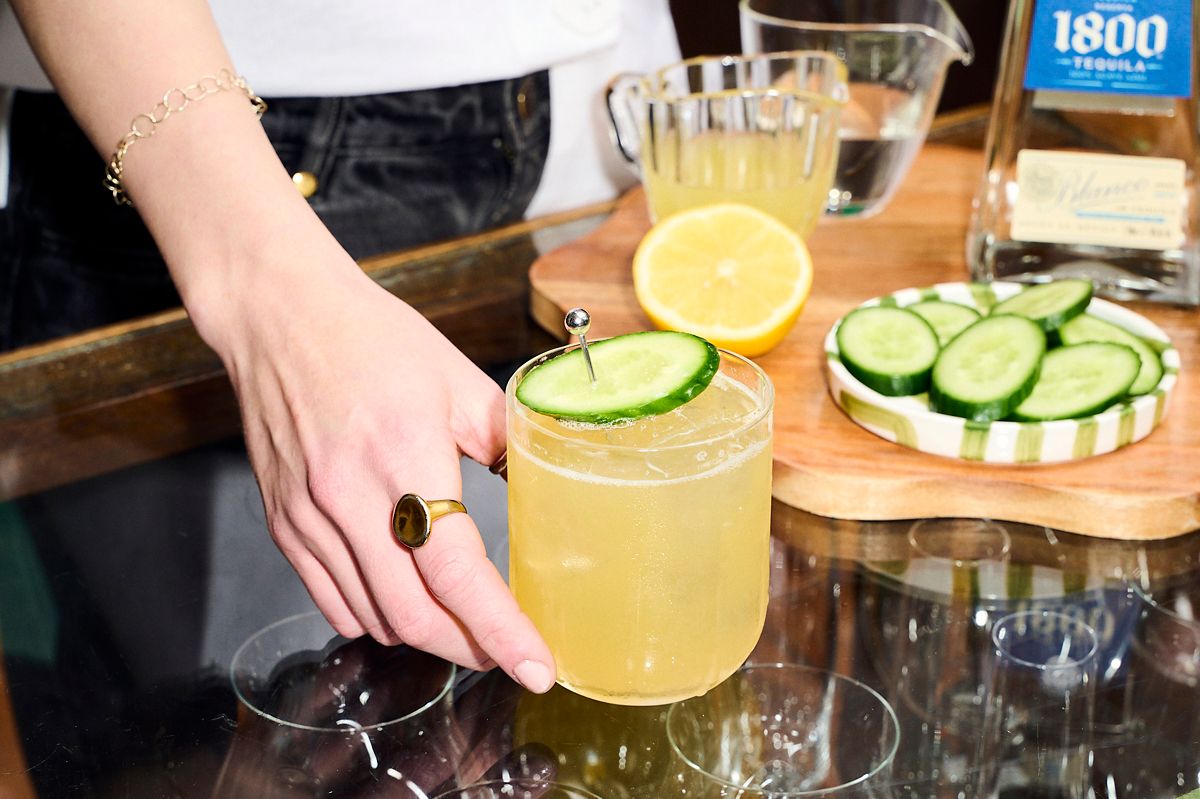 The Pepino's Gun mixes rockmelon, tequila and citrus, garnished with cucumber