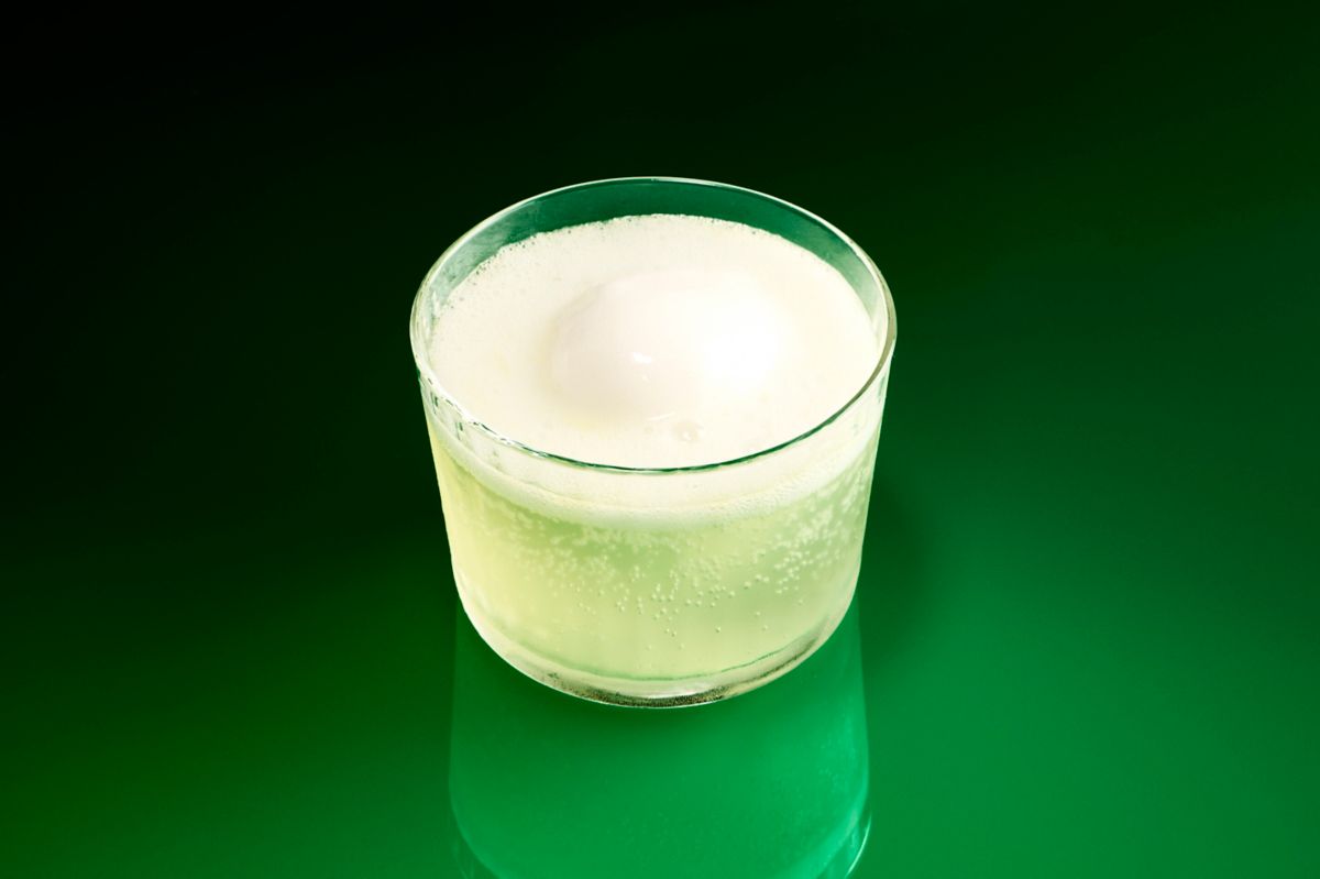 Limoncello Sorbet Float Cocktail, served in a glass.