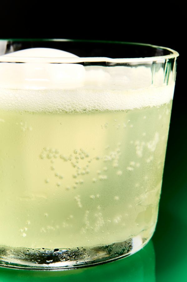 Limoncello Sorbet Float Cocktail, served in a glass.