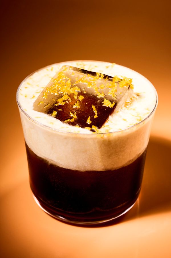 The Whisky Mont Blanc is a coffee cocktail under a layer of cream