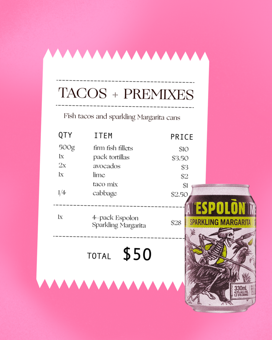 An illustrated shopping list and the premix to pair with it for under $50