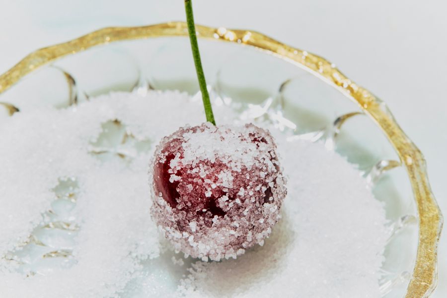 A sugar-coated cherry that's ideal as a garnish on all sorts of cocktails