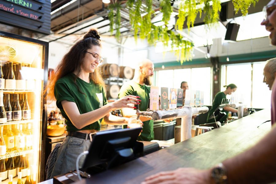 Pouring a beer at Mountain Culture Beer Co. in Redfern
